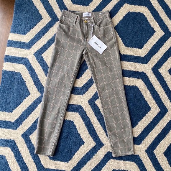 π FRAME GREY PLAID LE HIGH SKINNY CROPPED PANTS! - Picture 3 of 8